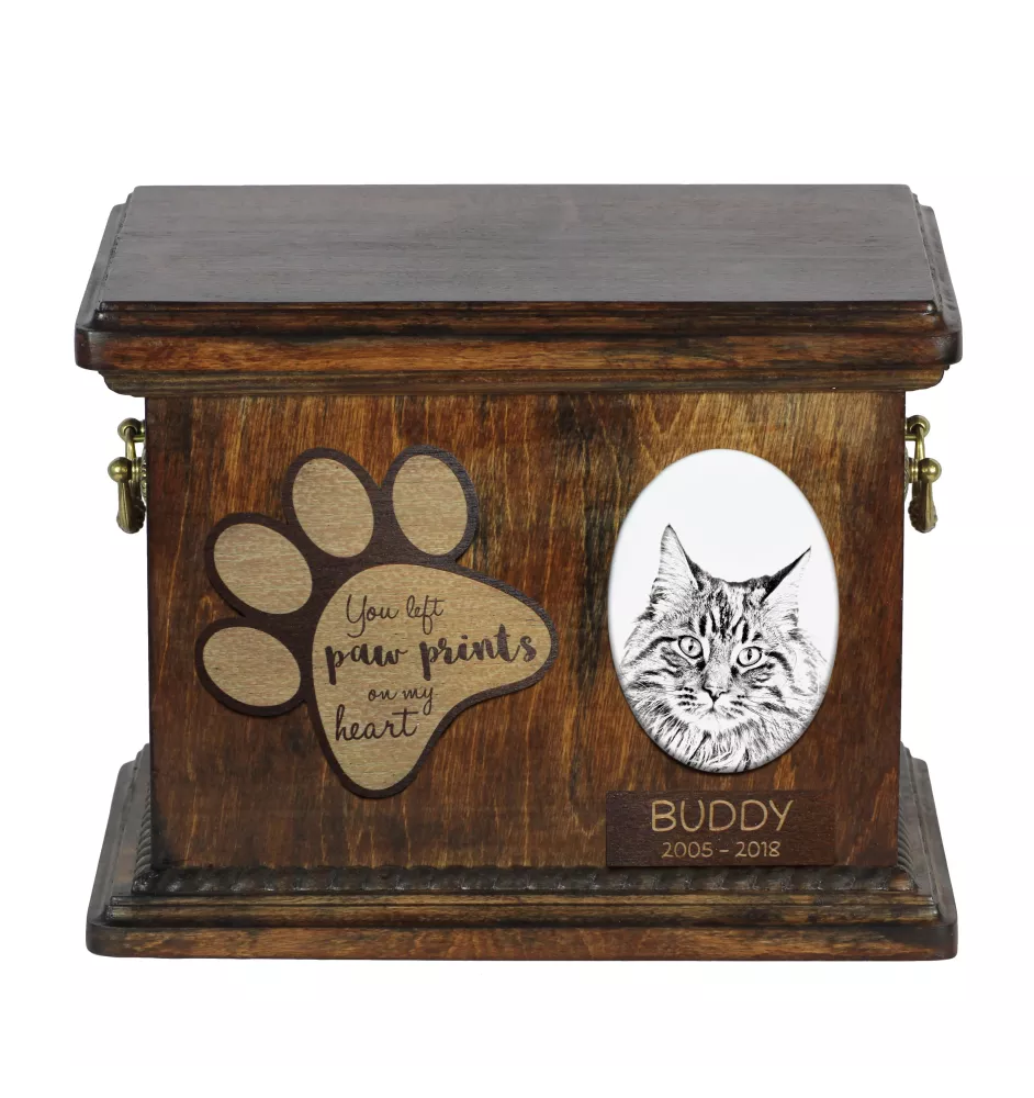 Maine Coon - urne pour les cendres de chat, urne pour chat avec photo, boîte personnalisée pour les cendres de chat de la marque Art-Dog