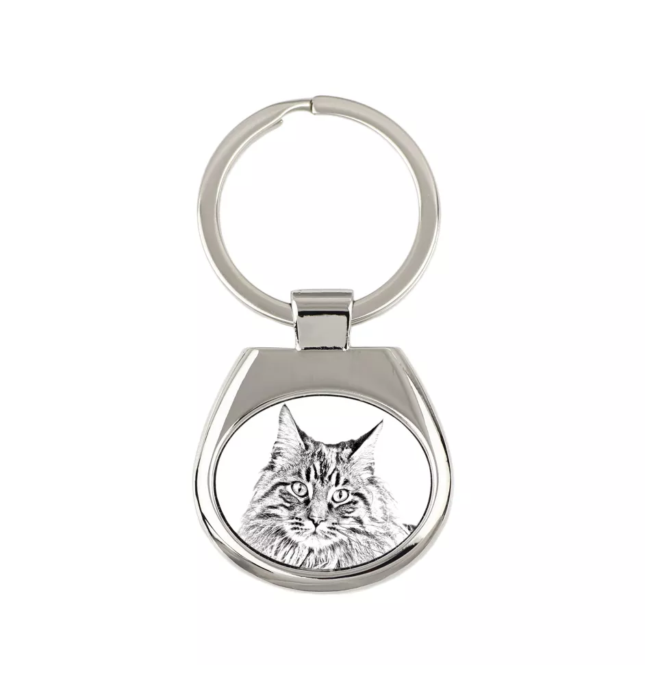 Maine Coon - porte-clés avec un chat, porte-clés imprimé, breloque personnalisée de la marque Art-Dog