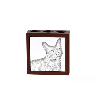 LaPerm Cat - pen holder with a cat, desk organizer with a print, personalized desk decoration by Art-Dog brand
