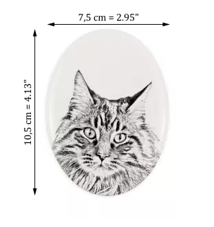 Maine Coon - une plaque commémorative avec une photo de chat, une plaque funéraire avec une impression, une plaque ovale personnalisée de la marque Art-Dog