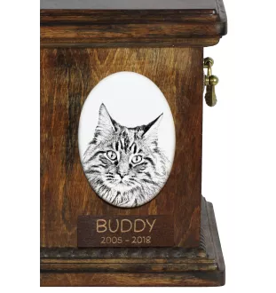 Maine Coon - une plaque commémorative avec une photo de chat, une plaque funéraire avec une impression, une plaque ovale personnalisée de la marque Art-Dog