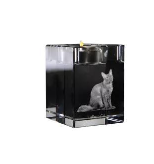 Laperm - Kerzenhalter mit Katzenfoto, Teelichthalter aus Kristall, personalisiertes Geschenk der Marke Art-Dog