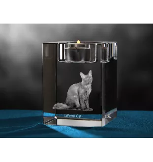Laperm - Candle holder with cat photo, crystal tealight holder, personalised gift by Art-Dog brand