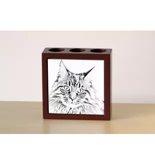 Maine Coon - pen holder with a cat, desk organizer with a print, personalized desk decoration by Art-Dog brand