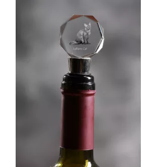LaPerm Cat - Bottle stopper, crystal wine stopper with cat photo, personalised gift for bartender by Art-Dog brand