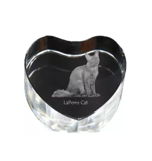 LaPerm Cat - crystal clock with a picture of a cat, heart-shaped shelf clock, personalized standing clock by Art-Dog brand