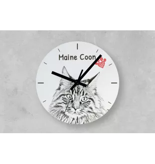 Maine Coon - Wanduhr mit Katze, Regal Uhr mit Druck, personalisierte Hausdekoration von Art-Dog.