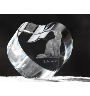 LaPerm Cat - crystal clock with a picture of a cat, heart-shaped shelf clock, personalized standing clock by Art-Dog brand