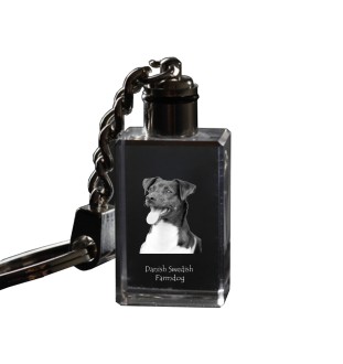 Danish-Swedish Farmdog - Crystal key ring with dog photo, illuminated key ring, unique gift by Art-Dog brand