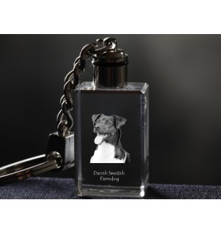 Danish-Swedish Farmdog - Crystal key ring with dog photo, illuminated key ring, unique gift by Art-Dog brand