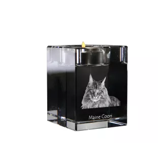 Maine Coon - Kerzenhalter mit Katzenfoto, Teelichthalter aus Kristall, personalisiertes Geschenk der Marke Art-Dog