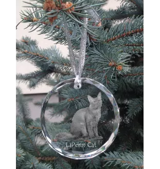 Chat LaPerm - boule de Noël en cristal avec une photo, photo d'un chat dans le cristal, décoration personnalisée pour sapin de Noël de la marque Art-Dog