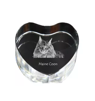 Maine Coon - Kristalluhr mit Katzenbild, Herzregal-Uhr, personalisierte Standuhr von Art-Dog.