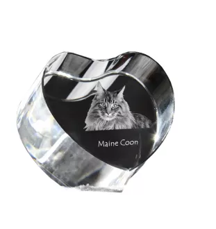 Maine Coon - Kristalluhr mit Katzenbild, Herzregal-Uhr, personalisierte Standuhr von Art-Dog.