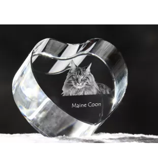 Maine Coon - Kristalluhr mit Katzenbild, Herzregal-Uhr, personalisierte Standuhr von Art-Dog.