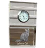 Chat LaPerm - une horloge en verre avec une photo, une photo de chat dans un cristal, une horloge de bureau personnalisée de la marque Art-Dog