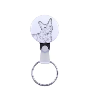 LaPerm Cat - handmade keychain with a cat portrait, purse charm, product of the Art-Dog brand.