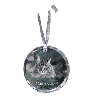 Maine Coon - boule de Noël en cristal avec une photo, photo d'un chat dans le cristal, décoration personnalisée pour sapin de Noël de la marque Art-Dog