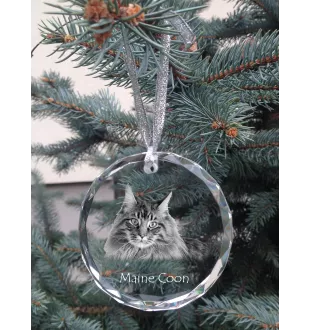 Maine Coon - boule de Noël en cristal avec une photo, photo d'un chat dans le cristal, décoration personnalisée pour sapin de Noël de la marque Art-Dog
