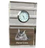 Maine Coon - une horloge en verre avec une photo, une photo de chat dans un cristal, une horloge de bureau personnalisée de la marque Art-Dog