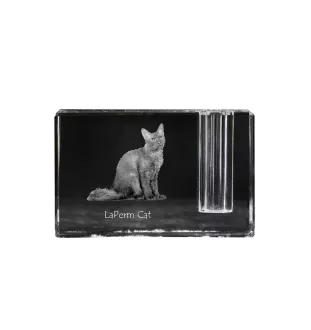 LaPerm Katze - Stifthalter, Kristallorganizer mit Katzenfoto, einzigartige Schreibtischdekoration der Marke Art-Dog