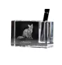 Chat LaPerm - Porte-stylos, organiseur en cristal avec photo de chat, décoration de bureau unique par la marque Art-Dog