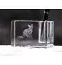 Chat LaPerm - Porte-stylos, organiseur en cristal avec photo de chat, décoration de bureau unique par la marque Art-Dog