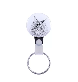 Maine Coon - handmade keychain with a cat portrait, purse charm, product of the Art-Dog brand.