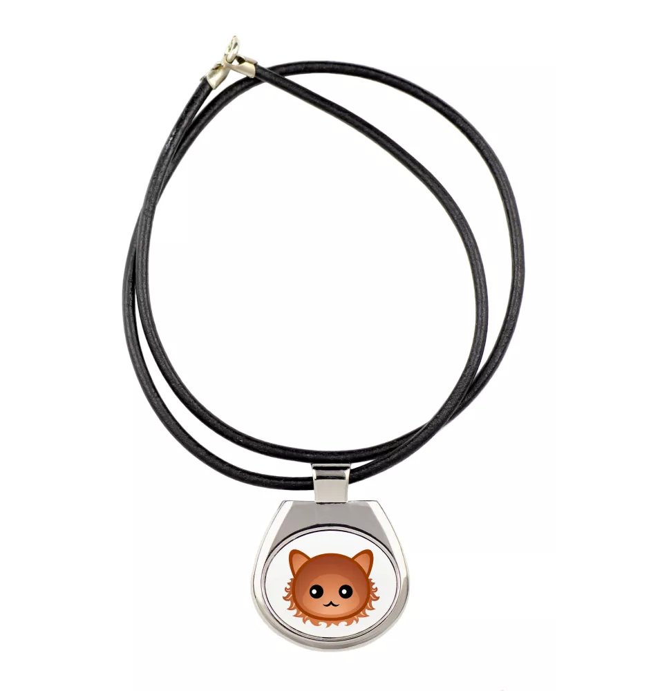 Laperm - collier pendentif avec une illustration sur une chaîne en cuir de la marque Art-Dog