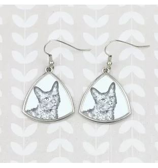 Chat LaPerm - boucles d'oreilles avec un chat, boucles d'oreilles pendantes avec une image, bijoux personnalisés avec l'impression de la marque Art-Dog