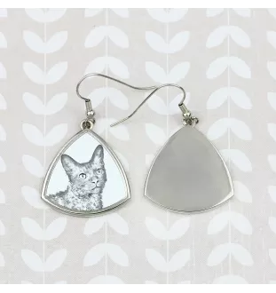 Chat LaPerm - boucles d'oreilles avec un chat, boucles d'oreilles pendantes avec une image, bijoux personnalisés avec l'impression de la marque Art-Dog