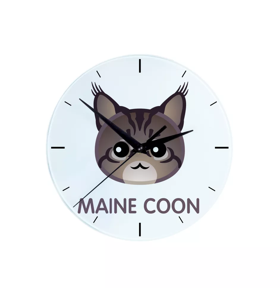 Maine Coon - MDF-Uhr mit Grafik und Logo der Marke Art-Dog