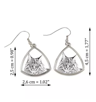 Maine Coon - cat earrings, hanging earrings with a picture, personalized jewelry with Art-Dog brand print.