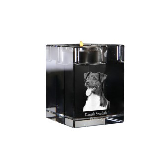 Danish-Swedish Farmdog - Candle holder with dog photo, crystal tealight holder, personalised gift by Art-Dog brand