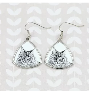 Maine Coon - boucles d'oreilles avec un chat, boucles d'oreilles pendantes avec une image, bijoux personnalisés avec l'impression de la marque Art-Dog