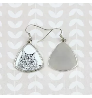 Maine Coon - Katzenohrringe, hängende Ohrringe mit Bild, personalisierter Schmuck mit dem Aufdruck der Marke Art-Dog
