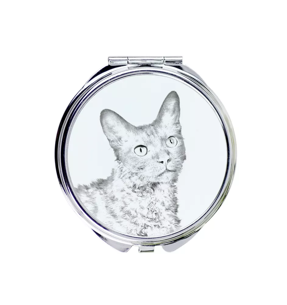 Chat LaPerm - miroir de poche avec un chat, miroir personnalisé pour sac à main, miroir compact avec impression de la marque Art-Dog