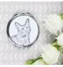 LaPerm Cat - pocket mirror with a cat, personalized mirror for a purse, compact mirror with Art-Dog brand print