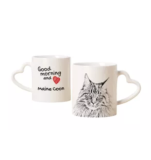 Maine Coon - cat mug, adorable heart-shaped handle mug, universal gift from Art-Dog brand