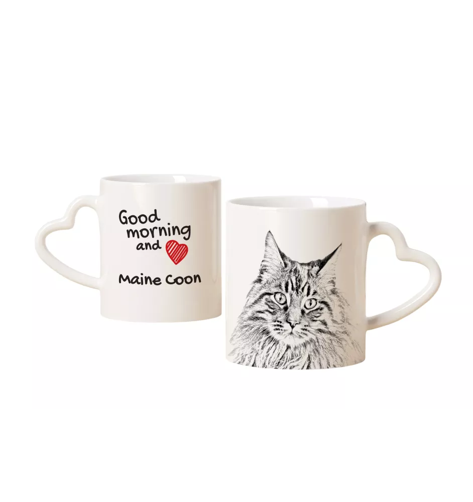 Maine Coon - cat mug, adorable heart-shaped handle mug, universal gift from Art-Dog brand