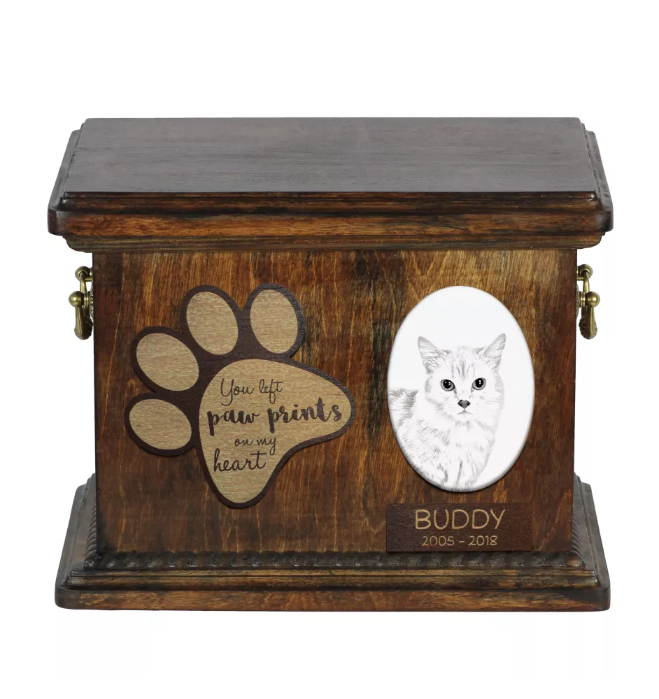 Munchkin Cat - urn for cat ashes, urn for cat with photo, personalized cat ashes box by Art-Dog brand