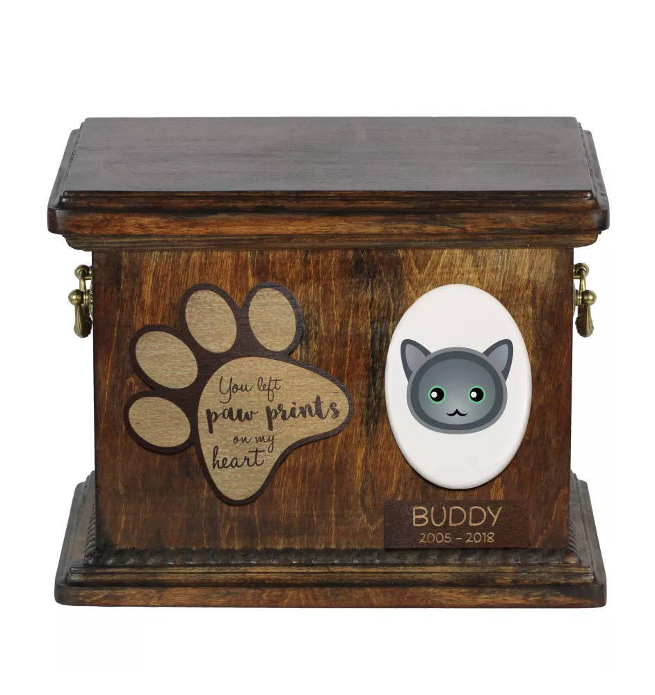 Nebelung Katzenascheurne, personalisierte Urne mit Gravur, Erinnerungsbox für Katzenasche von der Marke Art-Dog