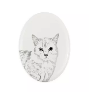 Munchkin Katze - Gedenktafel mit einem Foto einer Katze, Grabplatte mit Druck, personalisierte ovale Platte der Marke Art-Dog