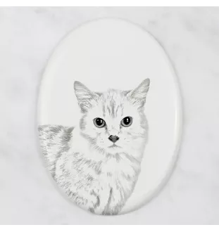 Munchkin Cat - commemorative plaque with a cat photo, tombstone with a print, personalized oval plaque from the Art-Dog brand
