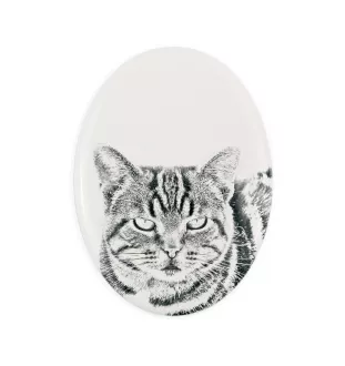 Chat Manx - une plaque commémorative avec une photo de chat, une plaque funéraire avec une impression, une plaque ovale personnalisée de la marque Art-Dog
