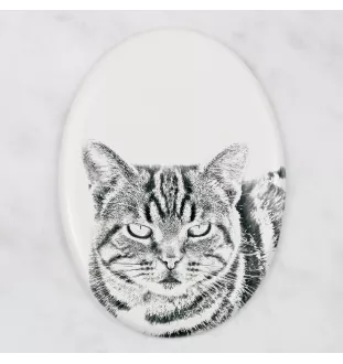 Chat Manx - une plaque commémorative avec une photo de chat, une plaque funéraire avec une impression, une plaque ovale personnalisée de la marque Art-Dog
