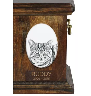 Manx Cat - commemorative plaque with a cat photo, tombstone with a print, personalized oval plaque from the Art-Dog brand