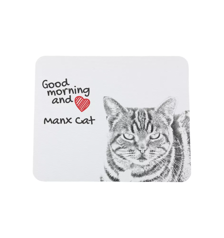 Chat Manx - tapis de souris imprimé, tapis de souris personnalisé avec un chat, un gadget unique pour un employé de bureau de la marque Art-Dog