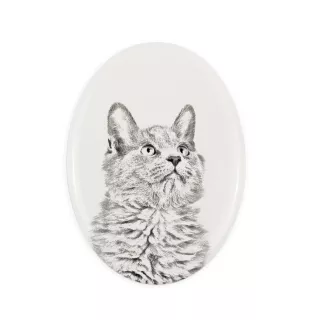 Chat Nebelung - une plaque commémorative avec une photo de chat, une plaque funéraire avec une impression, une plaque ovale personnalisée de la marque Art-Dog