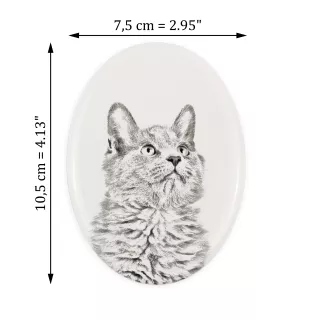 Nebelung Cat - commemorative plaque with a cat photo, tombstone with a print, personalized oval plaque from the Art-Dog brand